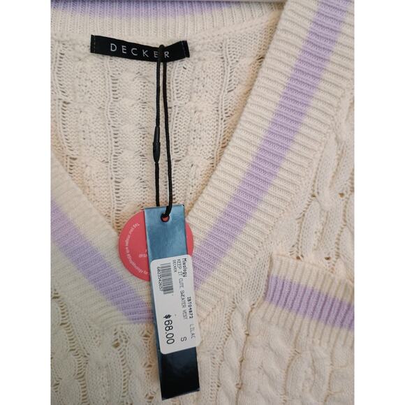 Mixology Decker Vest Womens Small Lilac Cable Knit Oversized Preppy Y2K Sweater - Picture 7 of 10